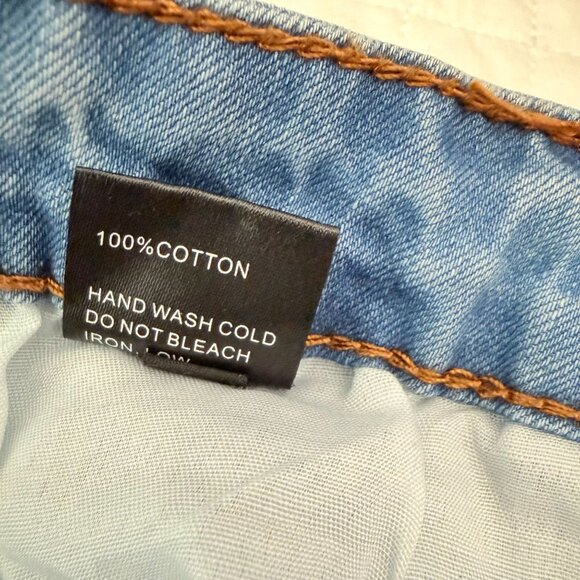 POL Flared Blue Denim Jeans With Frayed Hem & Tassels, Size S - Picture 7 of 7